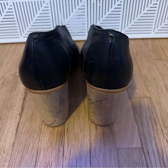 1. STATE AMBLE D'ORSAY STYLE OPEN TOE WOODEN BLOCK HEEL LEATHER OPEN TOE PUMP - Picture 6 of 9